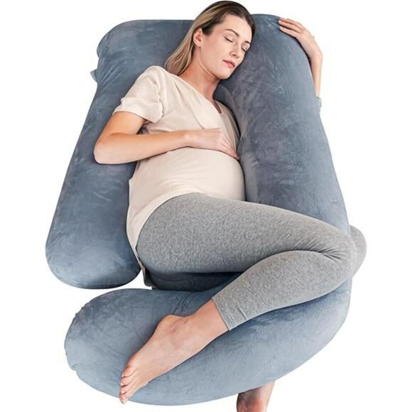 U Shaped Pregnancy Pillow Full Body Maternity Sleep Support Grey 57 Inch - Picture 7 of 7